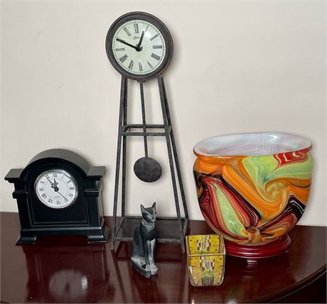 Unique Mantle Clock and Decorative Items