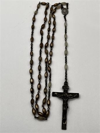 Vintage Rosary Necklace Crucifix and Jesus and Mary Pendant