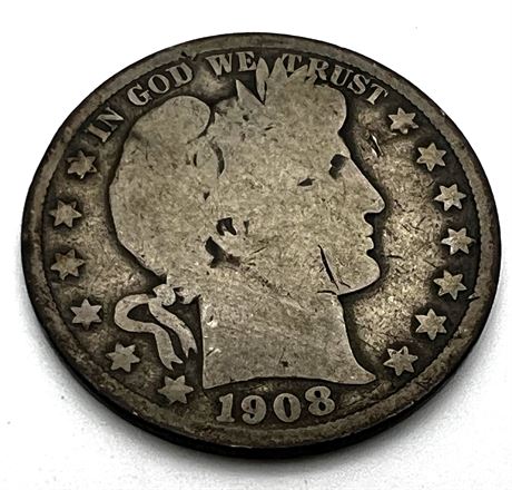 1908 Silver Barber Half Dollar