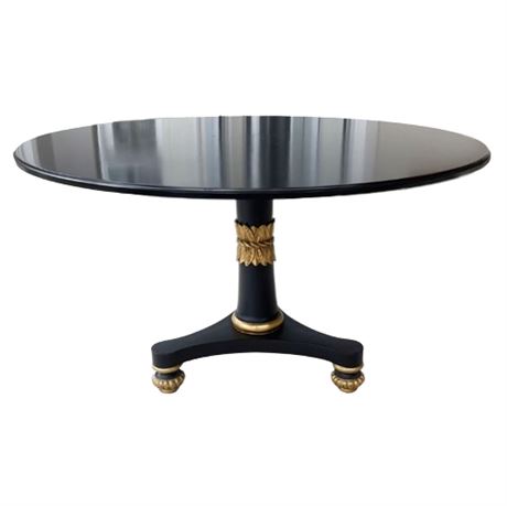 Sirmos Custom Empire Style Black Lacquer and Gold Game Table