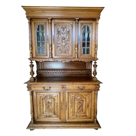 Henri II Antique Hunt Sideboard Cabinet