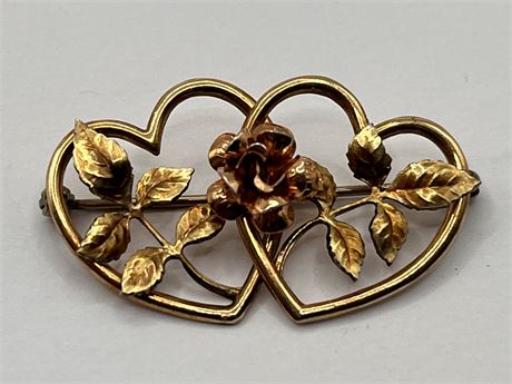 Vintage Krementz Flower Leaf Brooch Pin