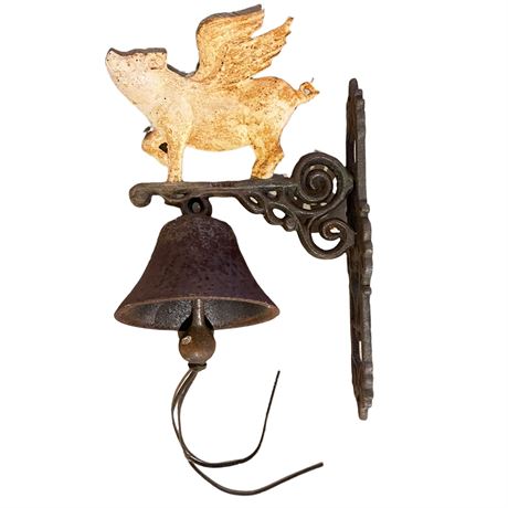 Antique Iron 'Flying Pig' Dinner Bell