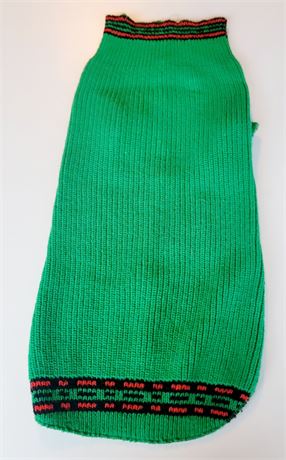 Green knit Dog sweater - size not marked - med/large?