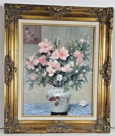 "Bouquet Azaleas" On Canvas Signed and Framed
