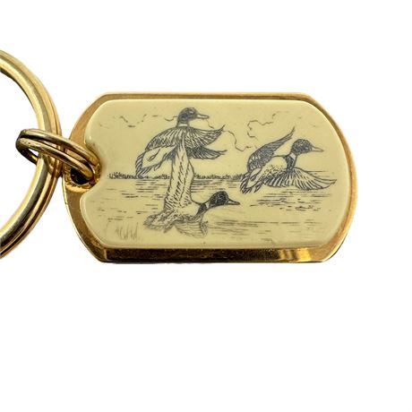Scrimshaw Duck Keychain