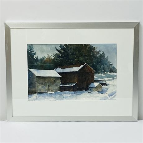 A. Dale Harsh Framed “Weathered Wood” Watercolor - 23 x 17.5"
