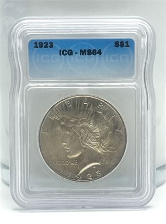 1923 Silver Peace Dollar ICG MS64