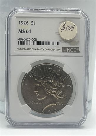 1926 Silver Peace Dollar NGC MS61