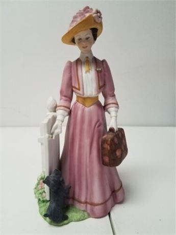 Vintage 1983 Mrs. Albee Avon Figurine Woman, Dog President's Club Award
