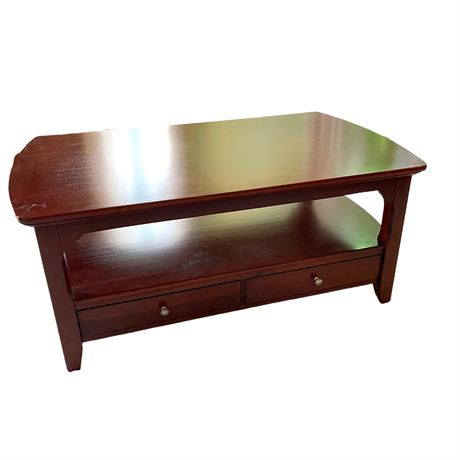 Contemporary Cherry Tone Wood Cocktail Table