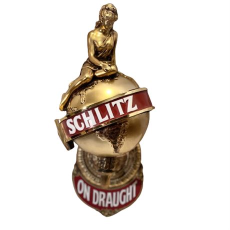 1970s Schlitz On Draught Beer Lighted Wall Sconce Girl on Globe Lamp