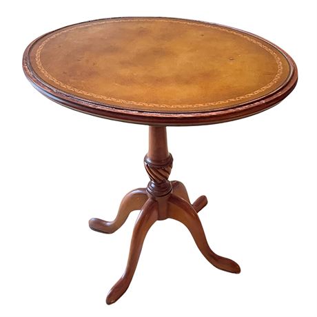 Leather Top Occasional Tea Table