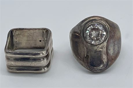 2 Mexican Silver Fashion Rings