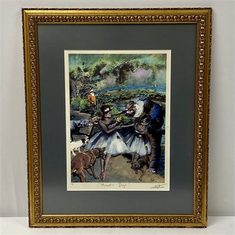 Rare "Monet's Dogs" Artist Proof Pencil Signed Giclee Art Lithograph
