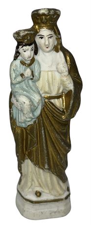 Antique Miniature Madonna Holding Baby Jesus Figure (Czechoslovakia)