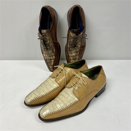 Two Pairs Men's Stacy Adams & Marco Vicci Leather Oxfords - Both Size 11