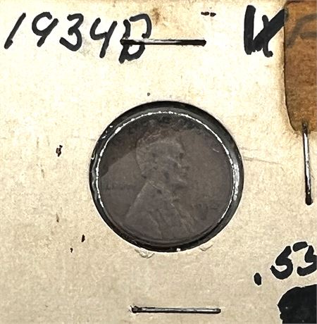 1934 D Lincoln Wheat Penny
