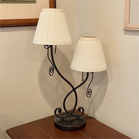 Double Table Lamp with Cast Metal Base