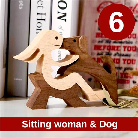 Wooden carving, dog & its person #3