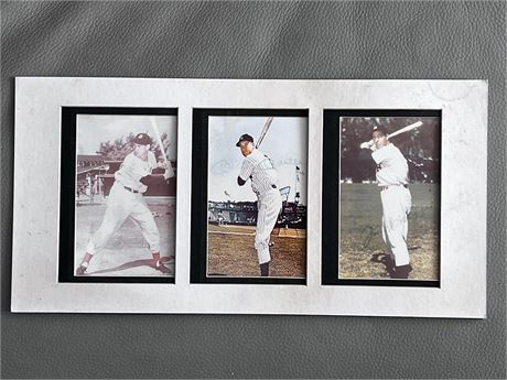 Autographed Mickey Mantle Joe DiMaggio and Ted Williams Photo Panel with COA