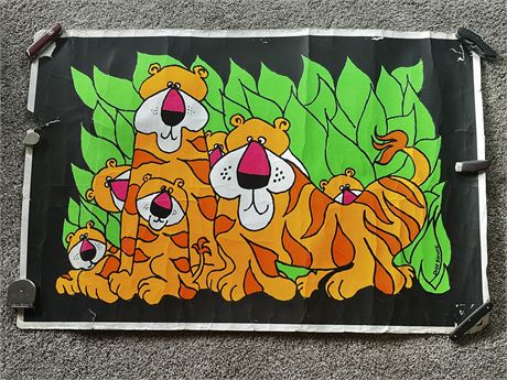Dan Shupe 1967 Blacklight Tigers Poster Psychedelic Art