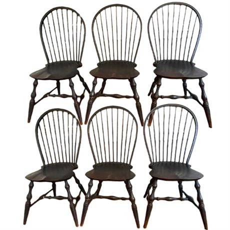Antique Spindle-back Windsor Style Side Chairs, Six (6)