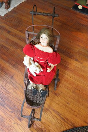 Vintage Doll and Stroller