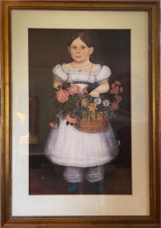 Girl with Flower Basket, 1830, Framed Print