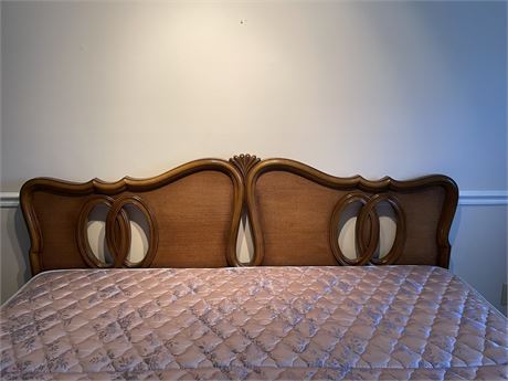 Vintage French Provincial King Bed Headboard and Hollywood Frame