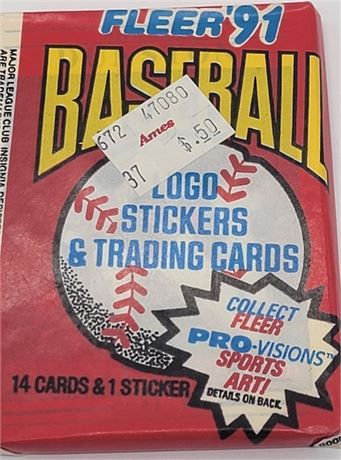 1991 Fleer Baseball Card Unopened Pack