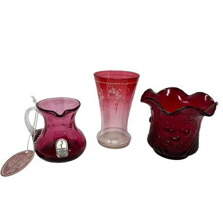 Lot of Red Glass Vases