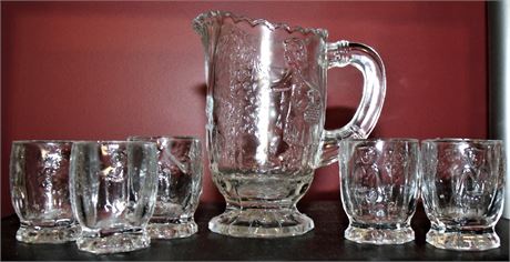 Figural mini glass pitcher set
