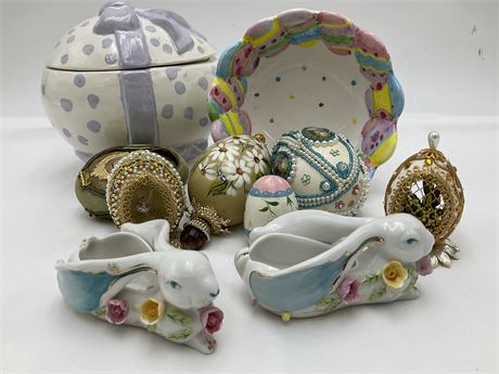 Vintage ARDALT Easter Bunnies & Hand-Beaded Eggs