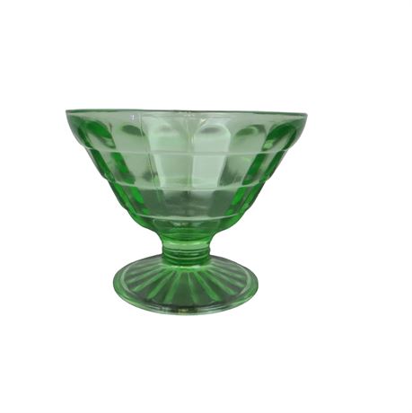 Green Vaseline Uranium Depression Glass Dessert Cup