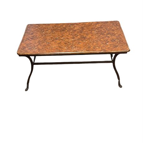 Parquet Style Wood & Iron Coffee Table