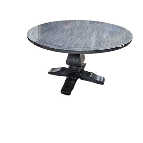 Round Grey Dining Room Pedestal Table 60 inch Diameter Wood
