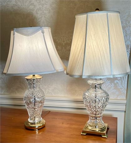 Pair of Waterford Cut Crystal Table Lamps
