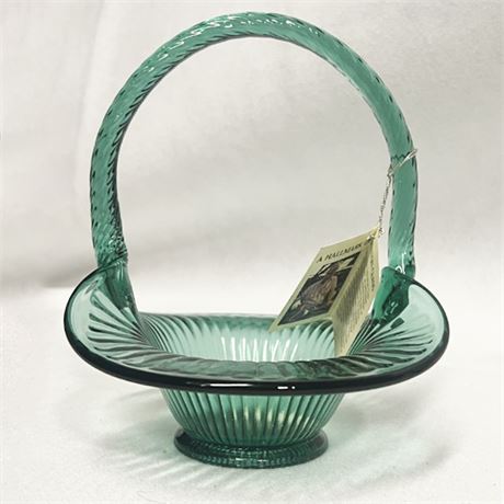 Fenton handmade glass basket with tags