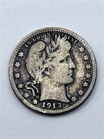 1913-D Barber Quarter Coin