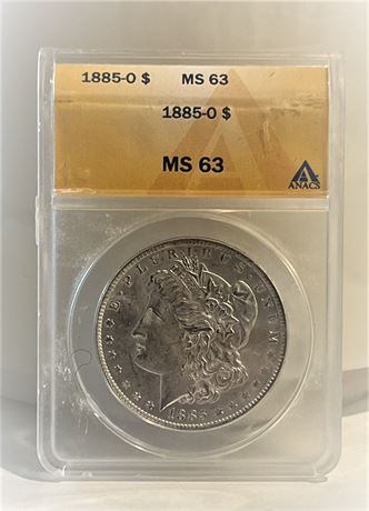 1885 O Silver Morgan Dollar ANACS MS63