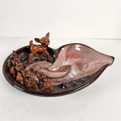 Brinn's Vintage Ceramic Ashtray w/ Deer Family Japan