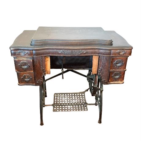 Vintage White S.M. Co. Sewing Machine Table