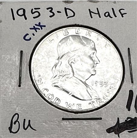 1953 D Silver Franklin Half Dollar