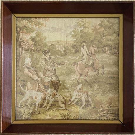 Vintage Framed Tapestry, Hunting with the Hounds