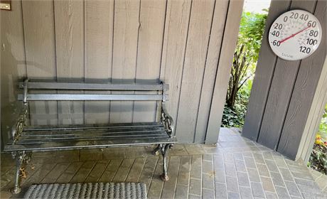 Outdoor Bench and Temperature Gauge