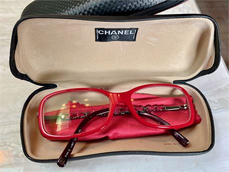Ladies Chanel Red Frame Glasses
