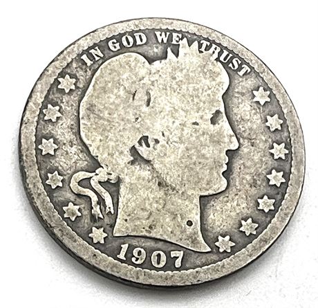 1907 Silver Barber Quarter