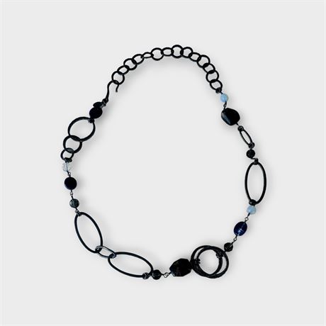 Long CHICO'S chunky blue stone and metal necklace
