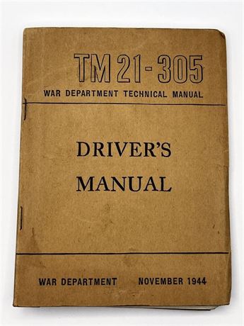WW2 US War Department 1944 illustrated Drivers Manual TM 21-305 Publication